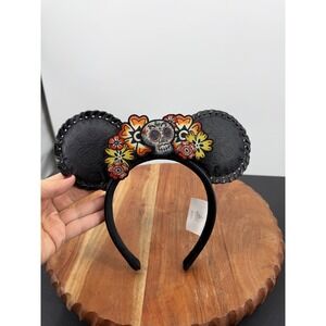 Disney Coco Dia de los Muertos Ear Headband Unisex OS Black Sugar Skull Floral